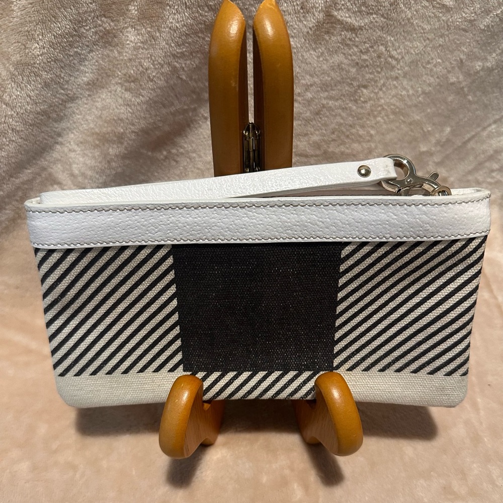 kate spade Black and White Diagonal Stripe Wristlet